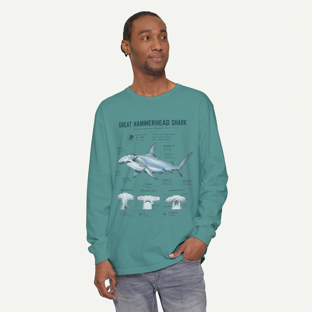 Great Hammerhead Shark Anatomy Long Sleeve Tee