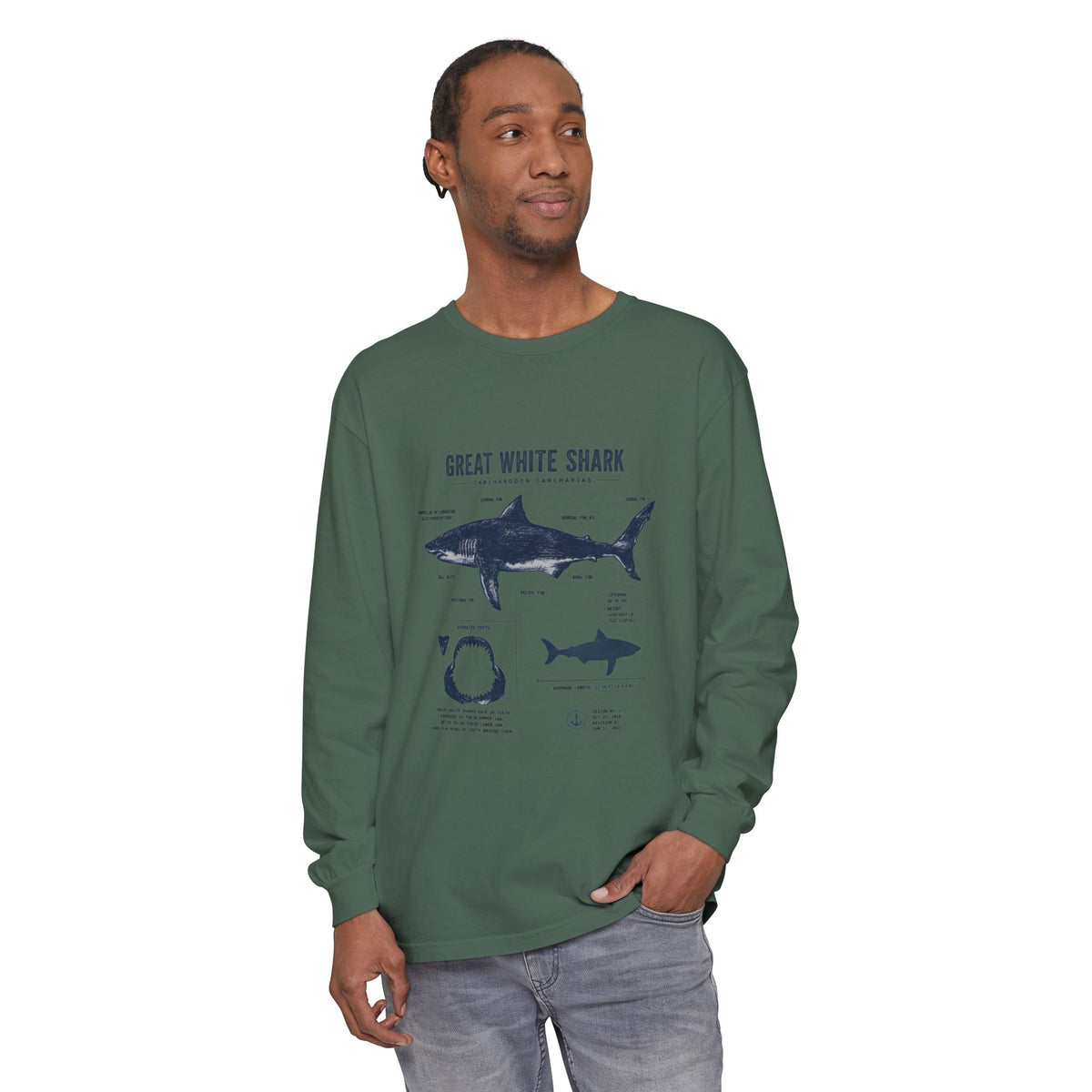 Great White Shark Anatomy Long Sleeve Tee