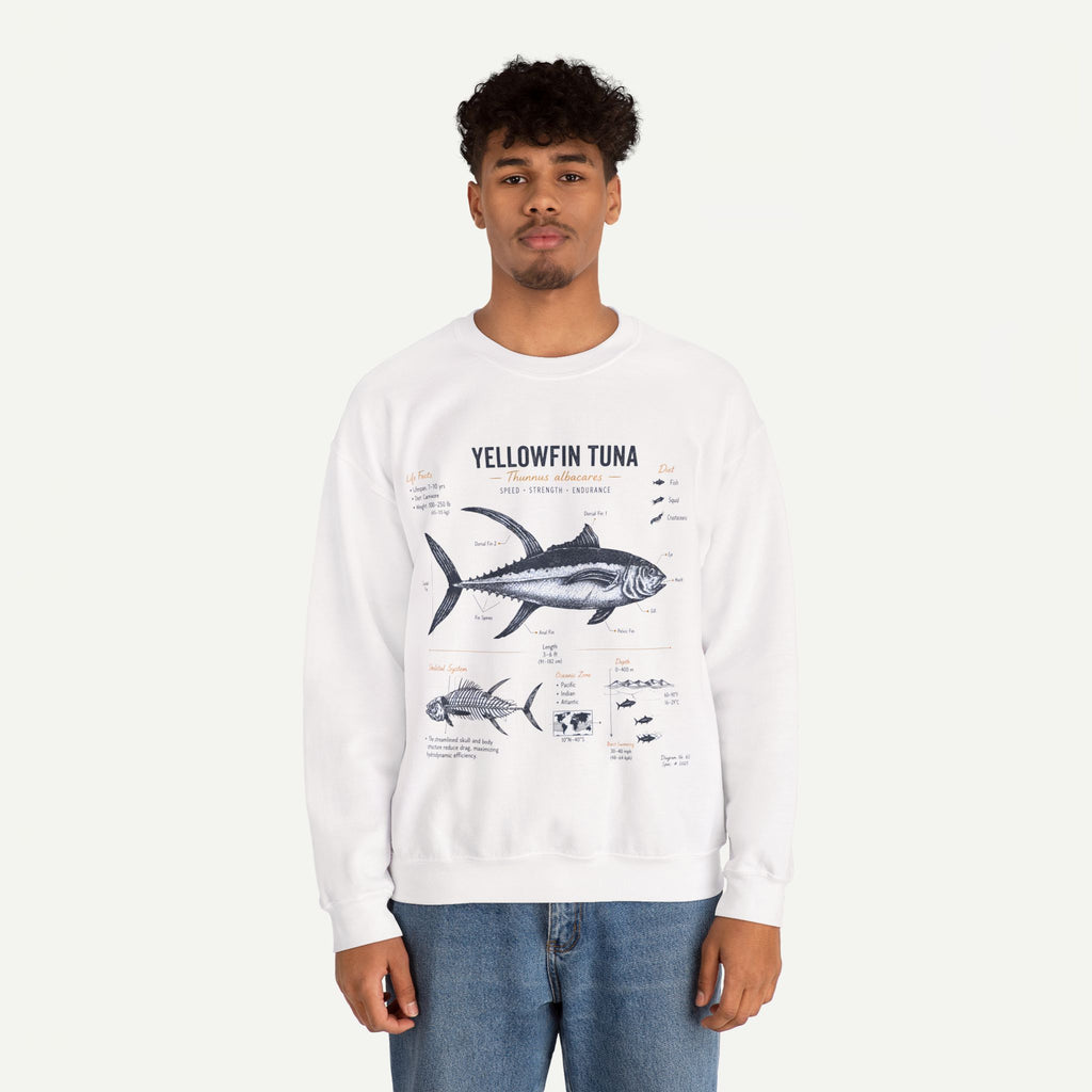 Yellowfin Tuna Anatomy Sweatshirt — Vintage Fish Illustration Crewneck