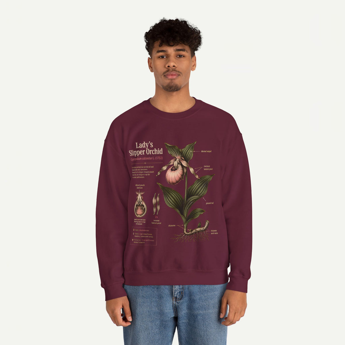 Lady's Slipper Orchid Botanical Sweatshirt