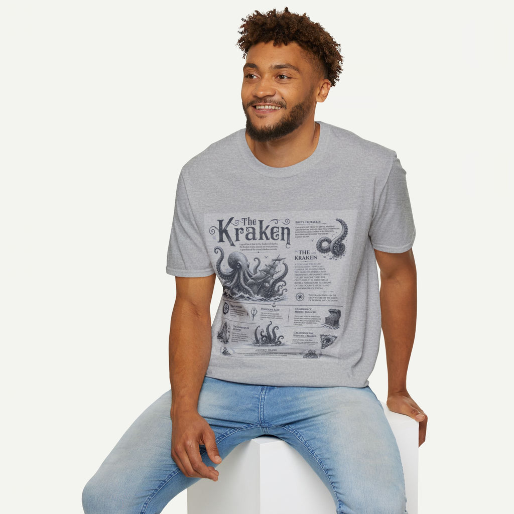 Kraken Vintage Diagram T-Shirt — Nautical Octopus Illustration Tee