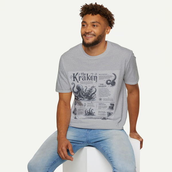Kraken Vintage Diagram T-Shirt — Nautical Octopus Illustration Tee