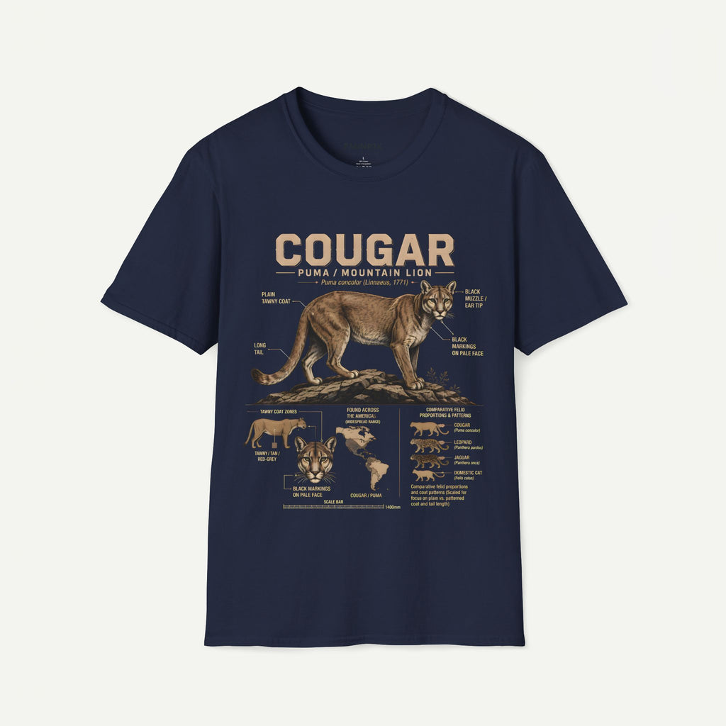 Cougar Puma Mountain Lion Anatomy Graphic T-Shirt