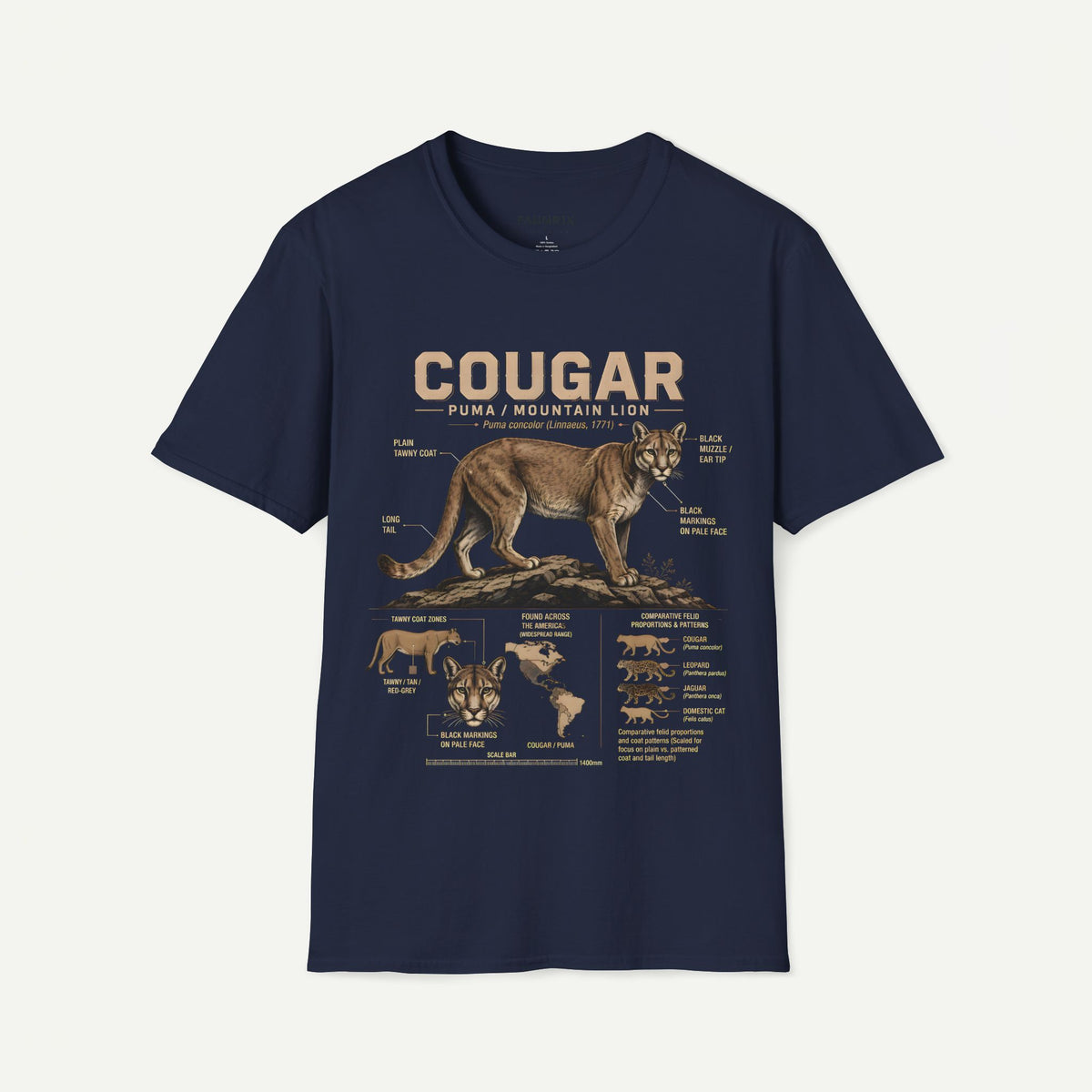 Cougar Puma Mountain Lion Anatomy Graphic T-Shirt