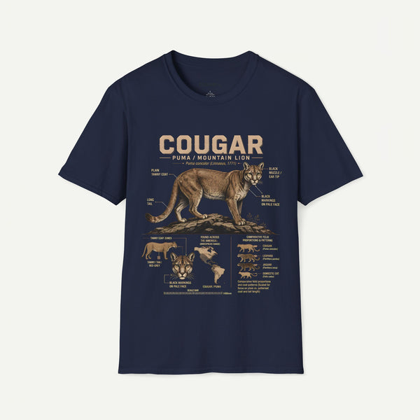 Cougar Puma Mountain Lion Anatomy Graphic T-Shirt
