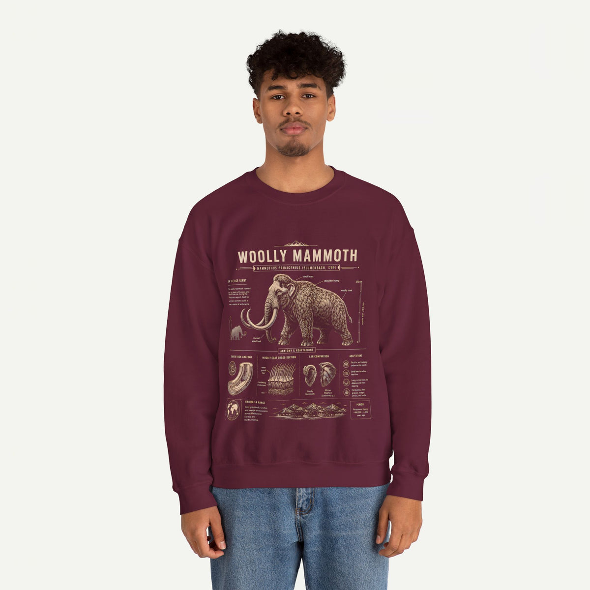 Woolly Mammoth Anatomy Sweatshirt — Vintage Natural History Crewneck