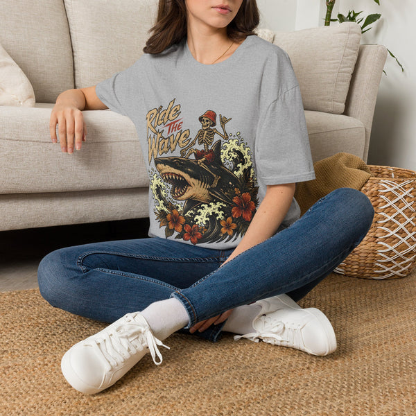 Ride The Wave Surf Skeleton T-Shirt — Vintage Beach Skull Tee