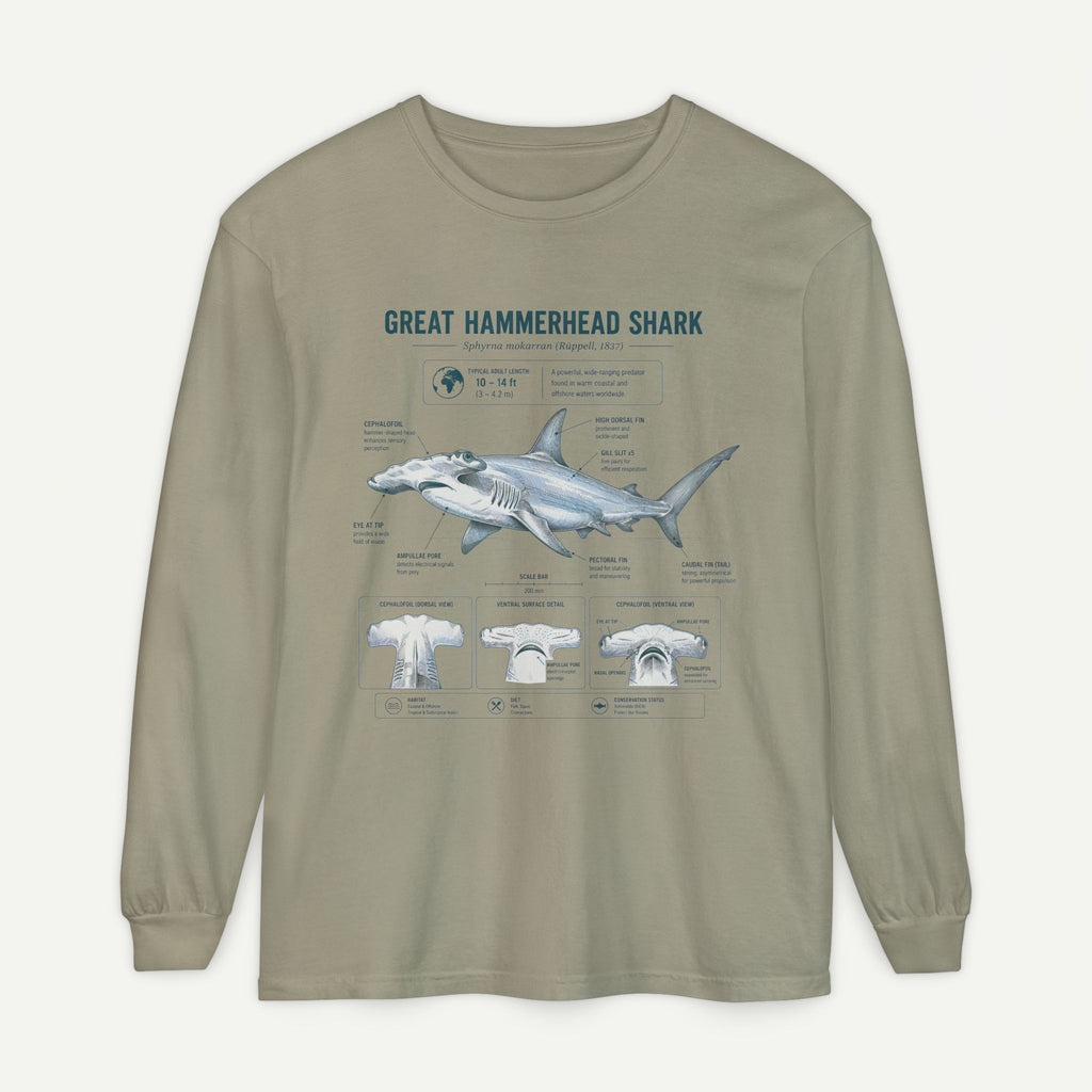Great Hammerhead Shark Anatomy Long Sleeve Tee