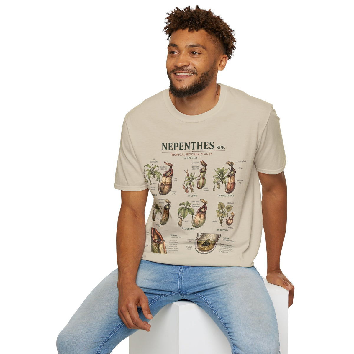 Nepenthes Botanical Tee — Carnivorous Pitcher Plant Anatomy Shirt