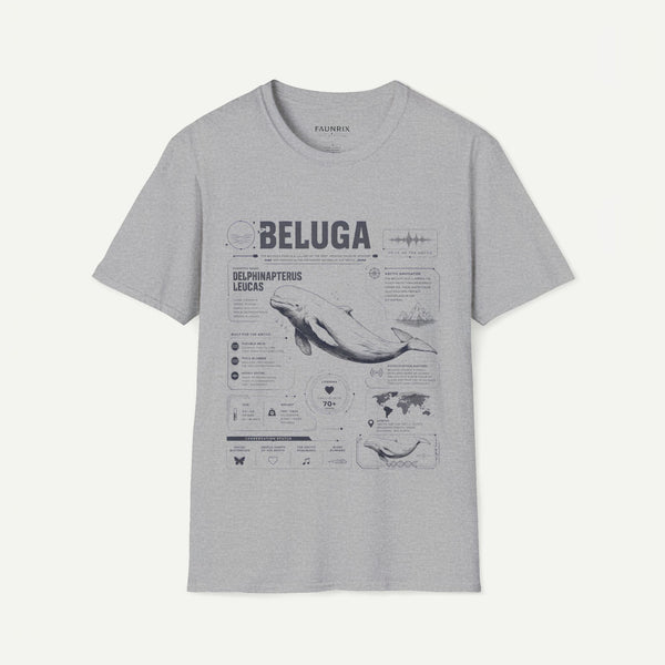 Beluga Whale Anatomy T-Shirt — Marine Life Illustration Tee Delphinapterus leucas