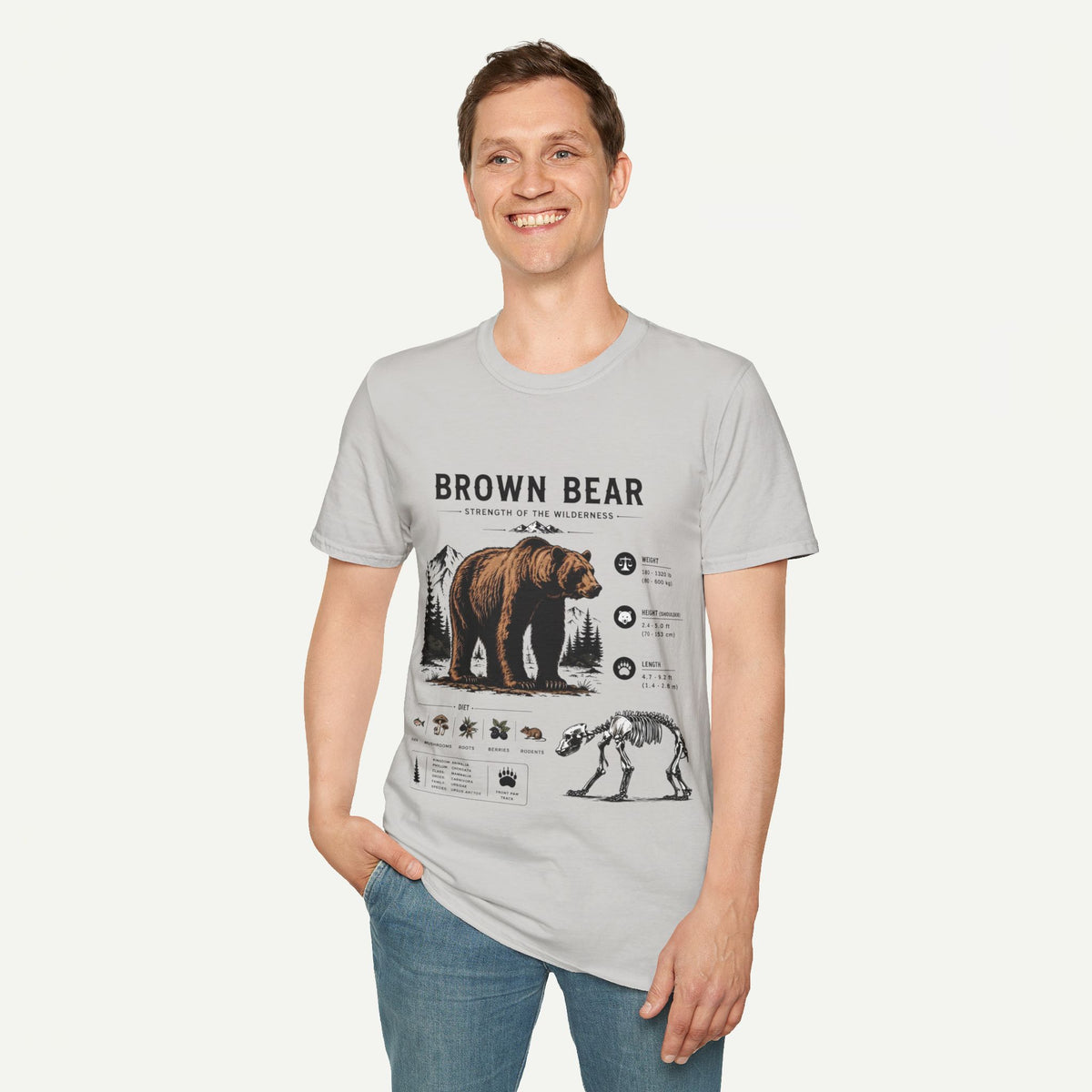 Brown Bear Anatomy Graphic T-Shirt — Wildlife Illustration Tee