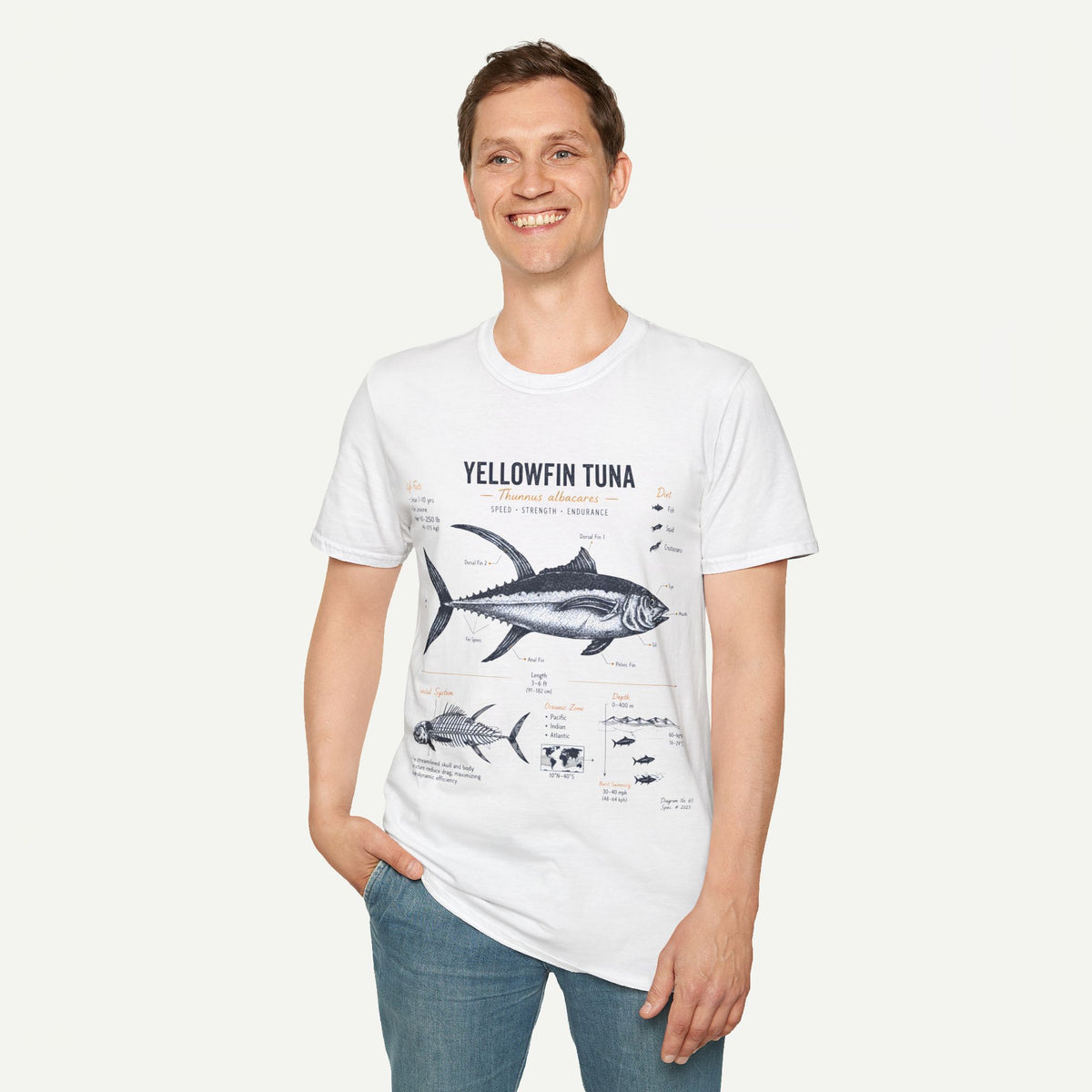 Yellowfin Tuna Anatomy T-Shirt — Vintage Fish ID Graphic Tee