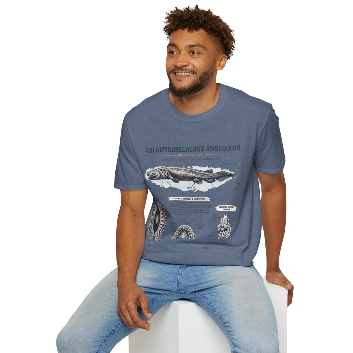 Shark Anatomy Graphic Tee — Chlamydoselachus Anguineus Educational T-Shirt