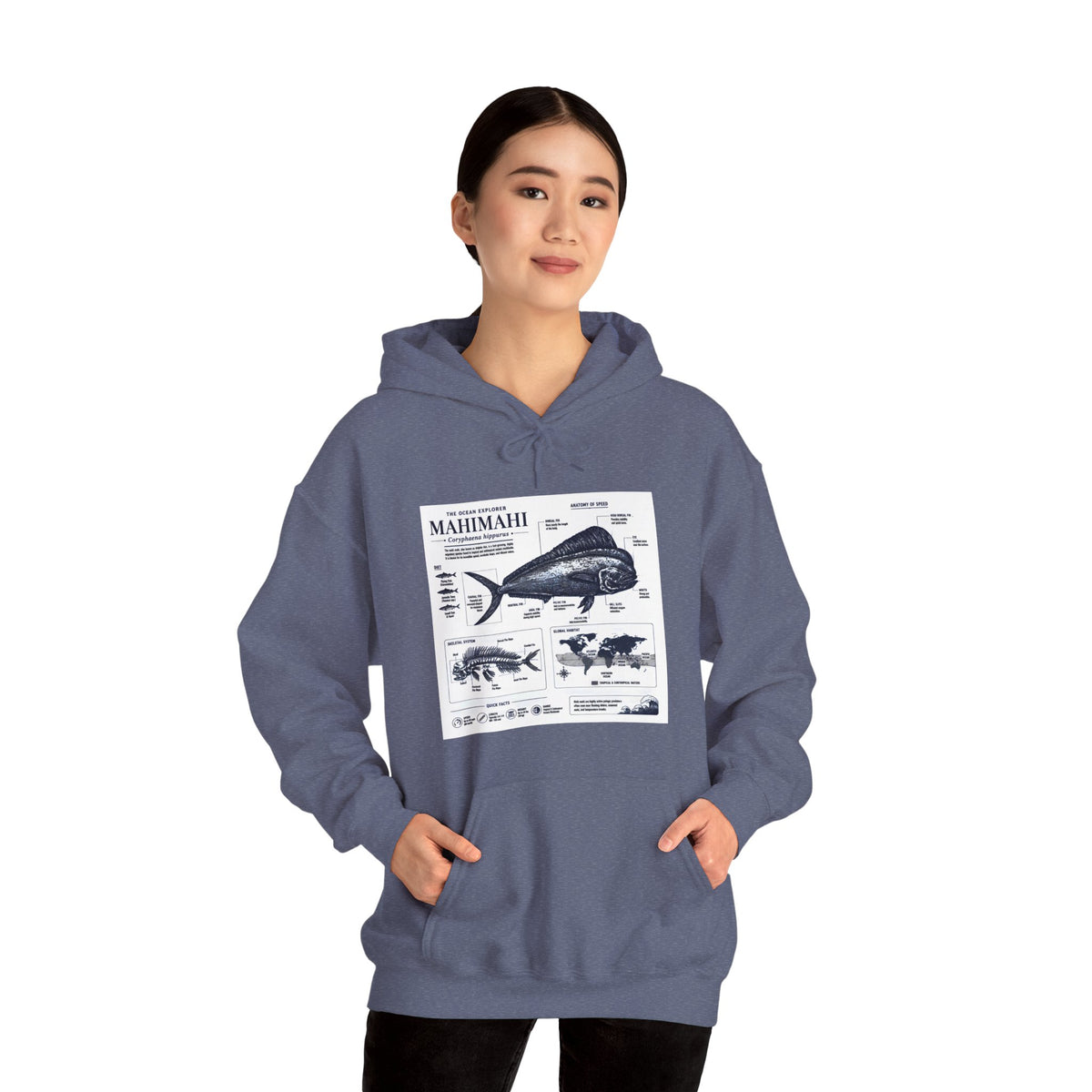 Mahi Mahi Fish Anatomy Hoodie — Illustrated Marine Biology Pullover