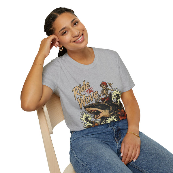 Ride The Wave Surf Skeleton T-Shirt — Vintage Beach Skull Tee