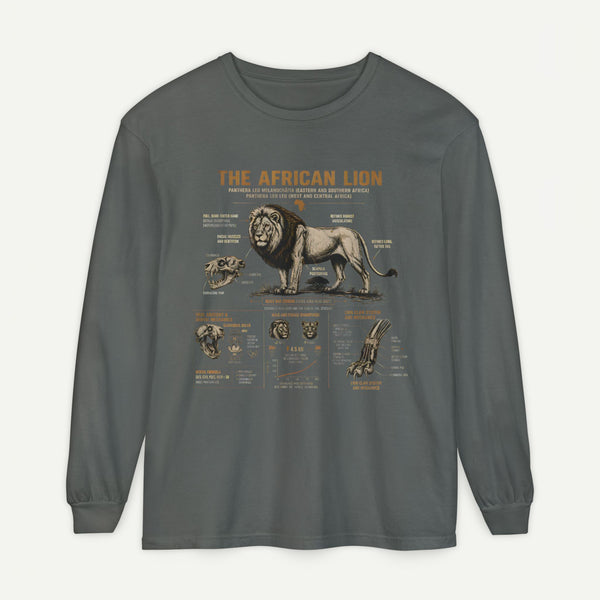 African Lion Anatomy Graphic Long Sleeve Tee