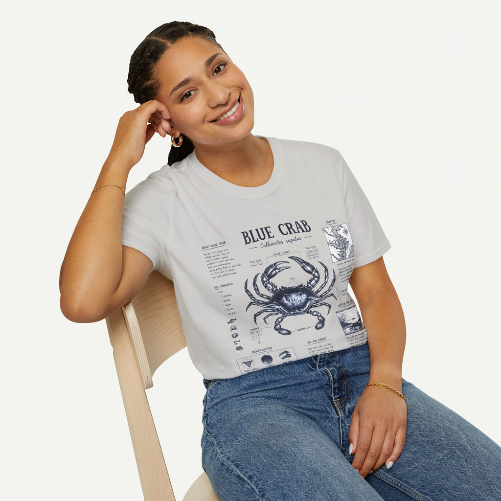 Blue Crab Anatomy T-Shirt — Nautical Vintage Marine Illustration Tee