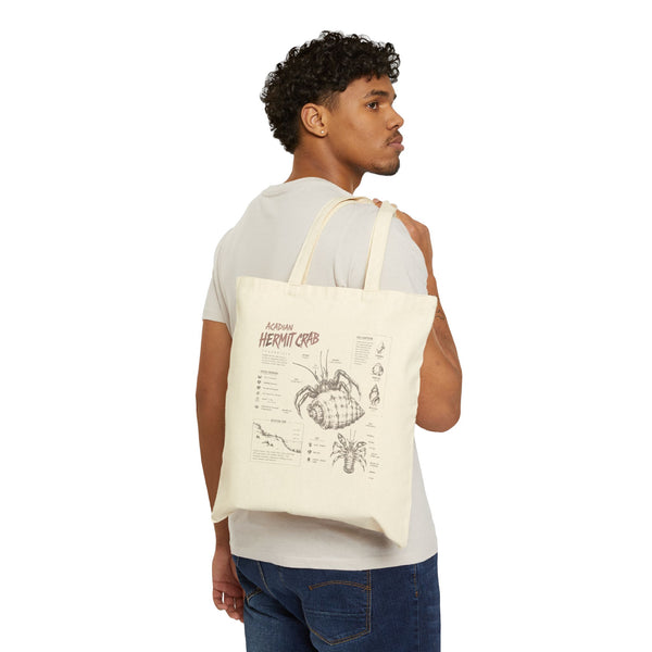 Hermit Crab Anatomy Canvas Tote Bag – Illustrated Marine Biology Tote