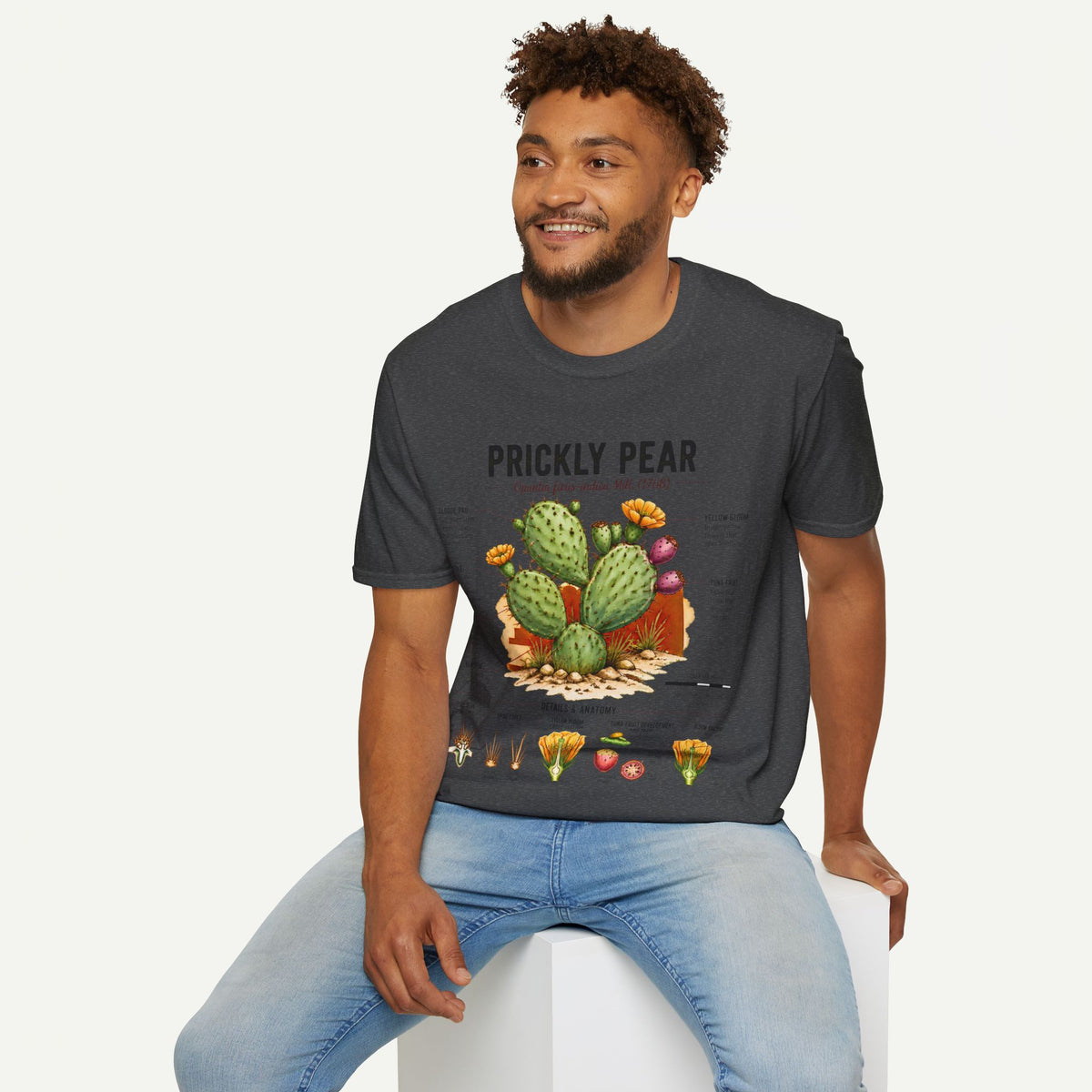 Prickly Pear Botanical T-Shirt — Vintage Cactus Illustration Tee