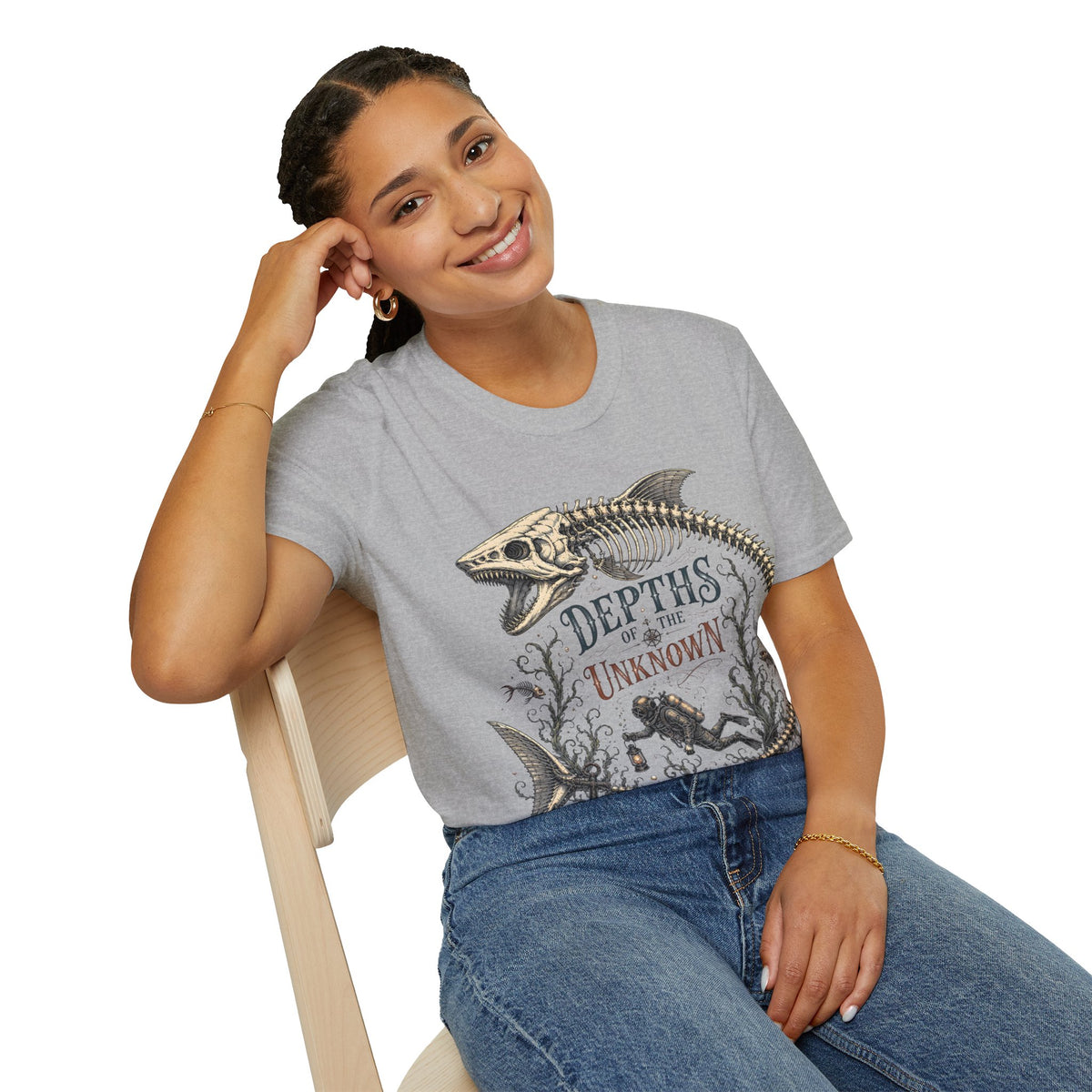 Depths of the Unknown Fish Skeleton T-Shirt