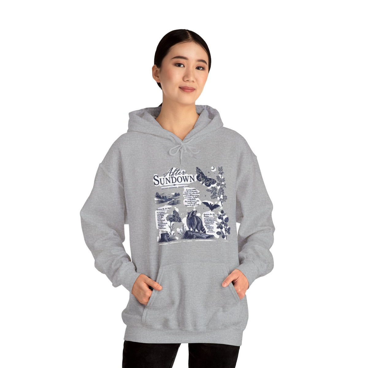 Sunset Foxes Hoodie — "After Sundown" Nature Graphic Pullover