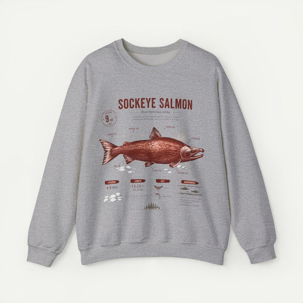 Sockeye Salmon Anatomy Sweatshirt — Vintage Fish Illustration Tee for Anglers & Nature Lovers