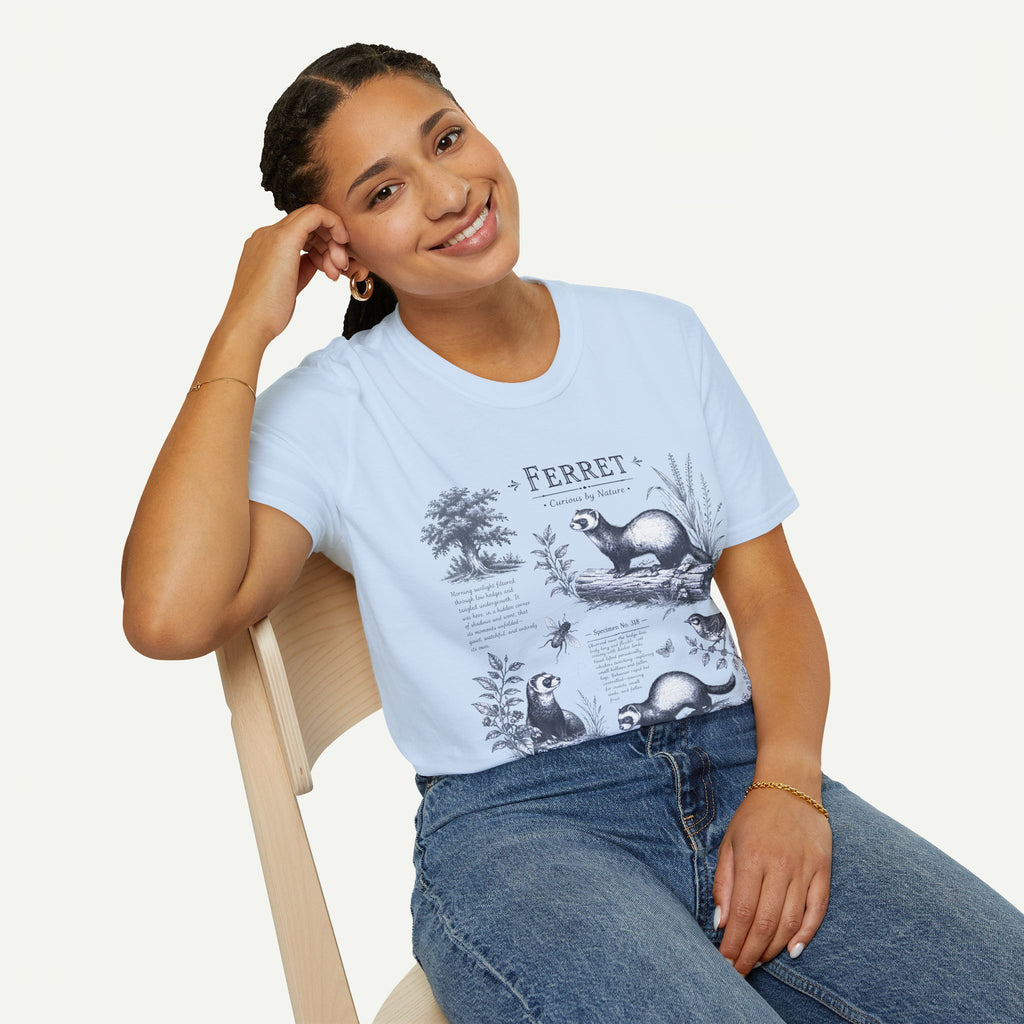 Ferret Vintage Anatomy T-Shirt — Botanical Wildlife Tee