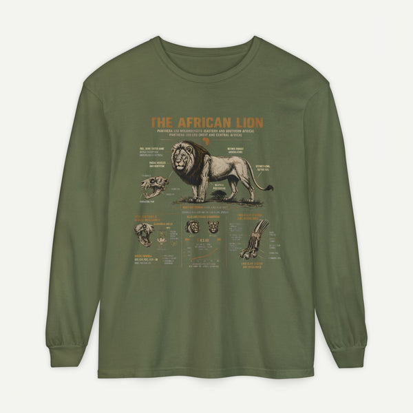 African Lion Anatomy Graphic Long Sleeve Tee