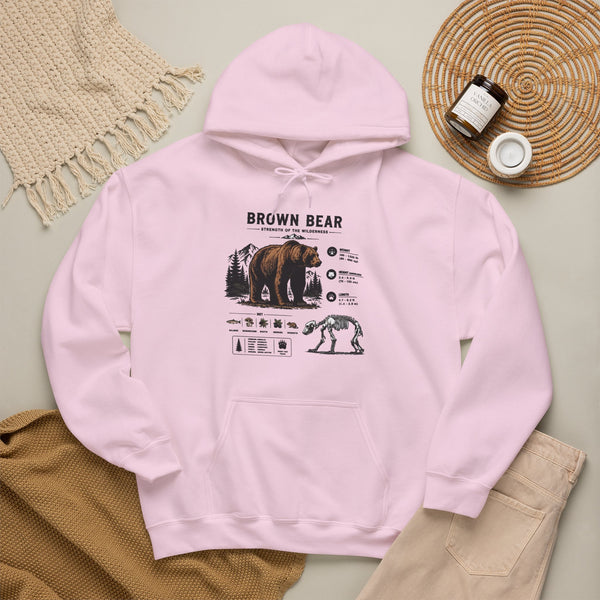 Brown Bear Anatomy Hoodie — Vintage Wildlife Graphic Sweatshirt