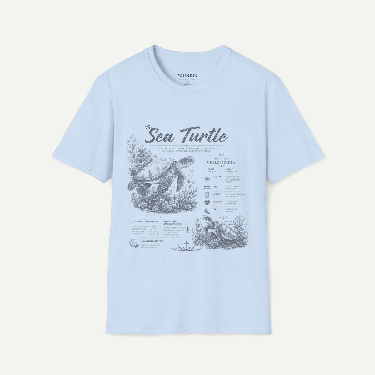 Sea Turtle Anatomy T-Shirt — Vintage Marine Illustration Tee Main image