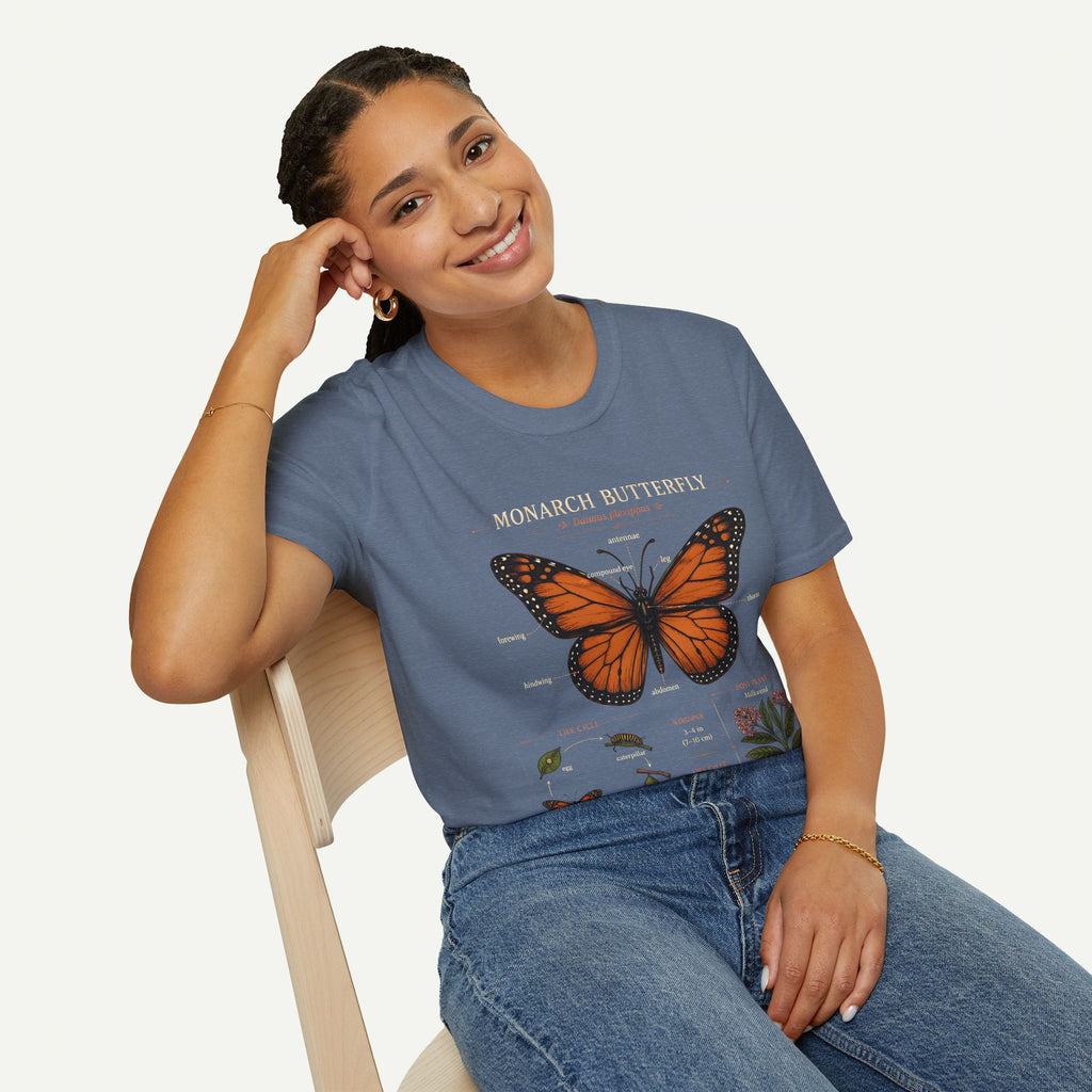 Monarch Butterfly Anatomy T-Shirt — Vintage Nature Illustration Tee