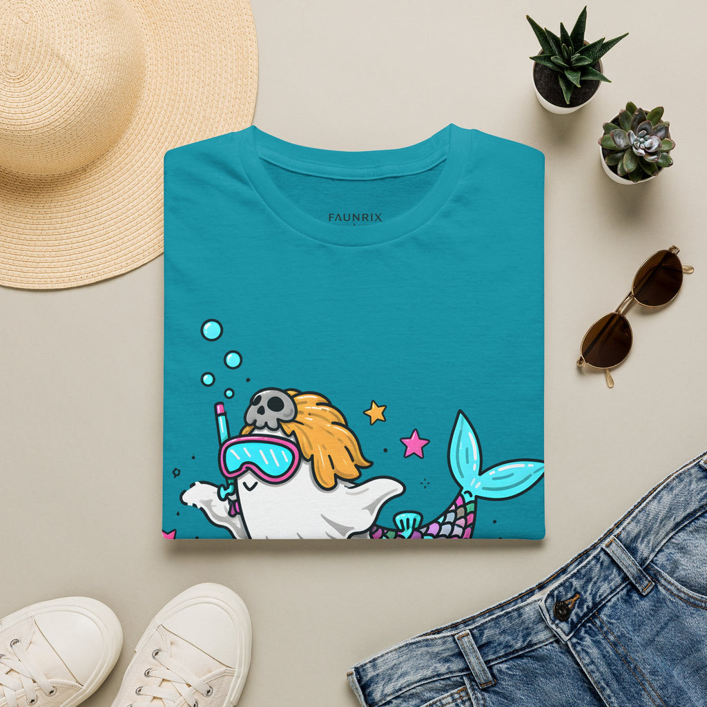 Mermaid Ghost Summerween T-Shirt — Cute Halloween Summer Mashup Tee