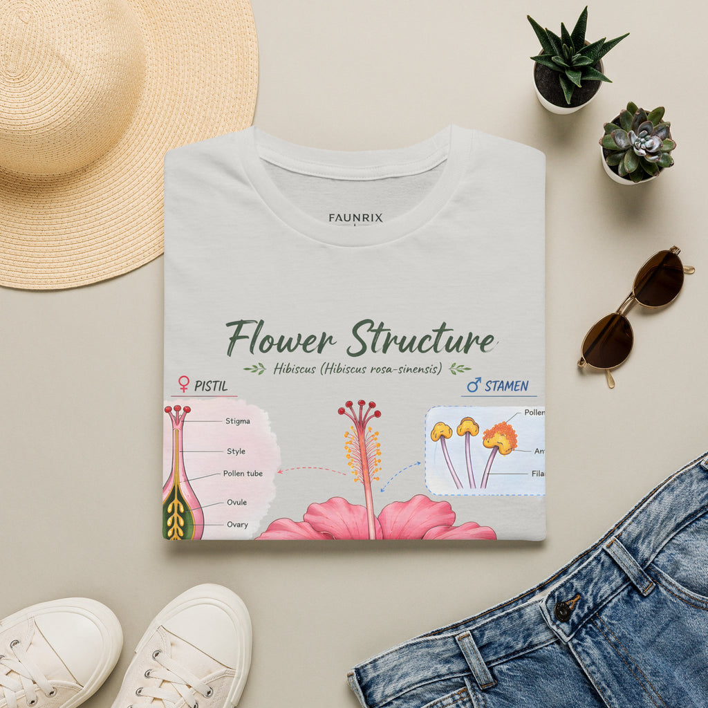 Flower Structure T-Shirt — Hibiscus Botanical Anatomy Diagram Tee