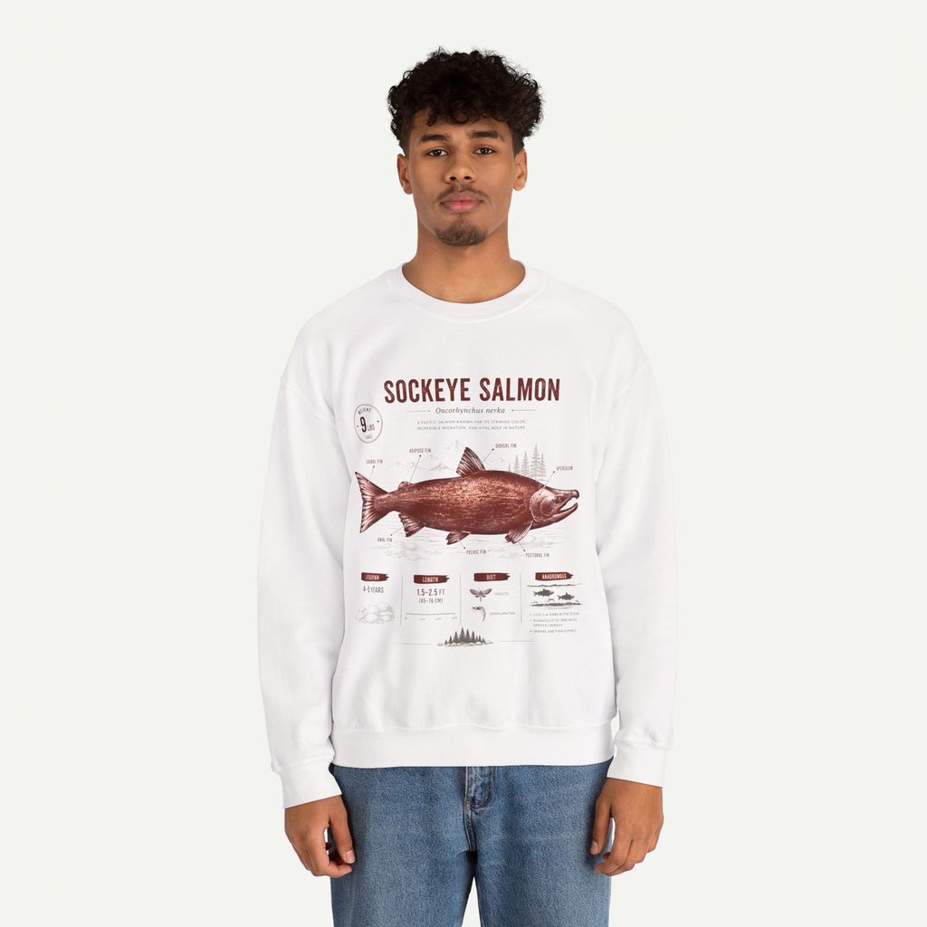 Sockeye Salmon Anatomy Sweatshirt — Vintage Fish Illustration Tee for Anglers & Nature Lovers