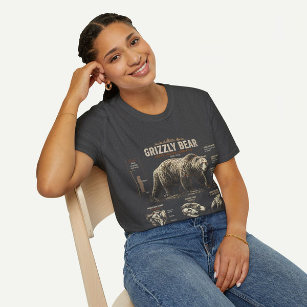 Grizzly Bear Anatomy Vintage Graphic T-Shirt — Wildlife Animal Tee