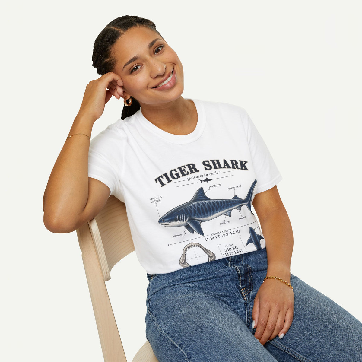 Tiger Shark Anatomy T-Shirt — Vintage Marine Biology Graphic Tee