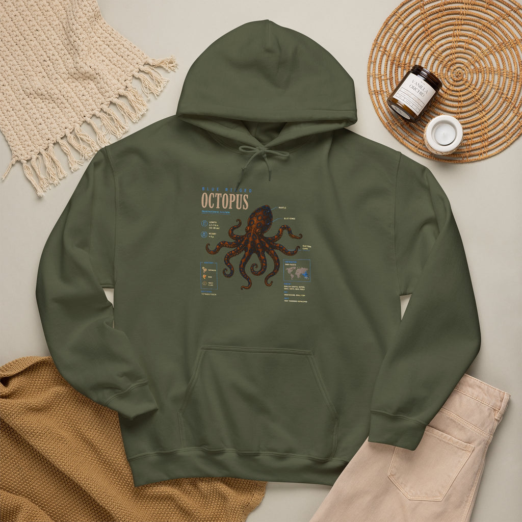 Octopus Specimen Hoodie — Vintage Marine Biology Illustration Sweatshirt