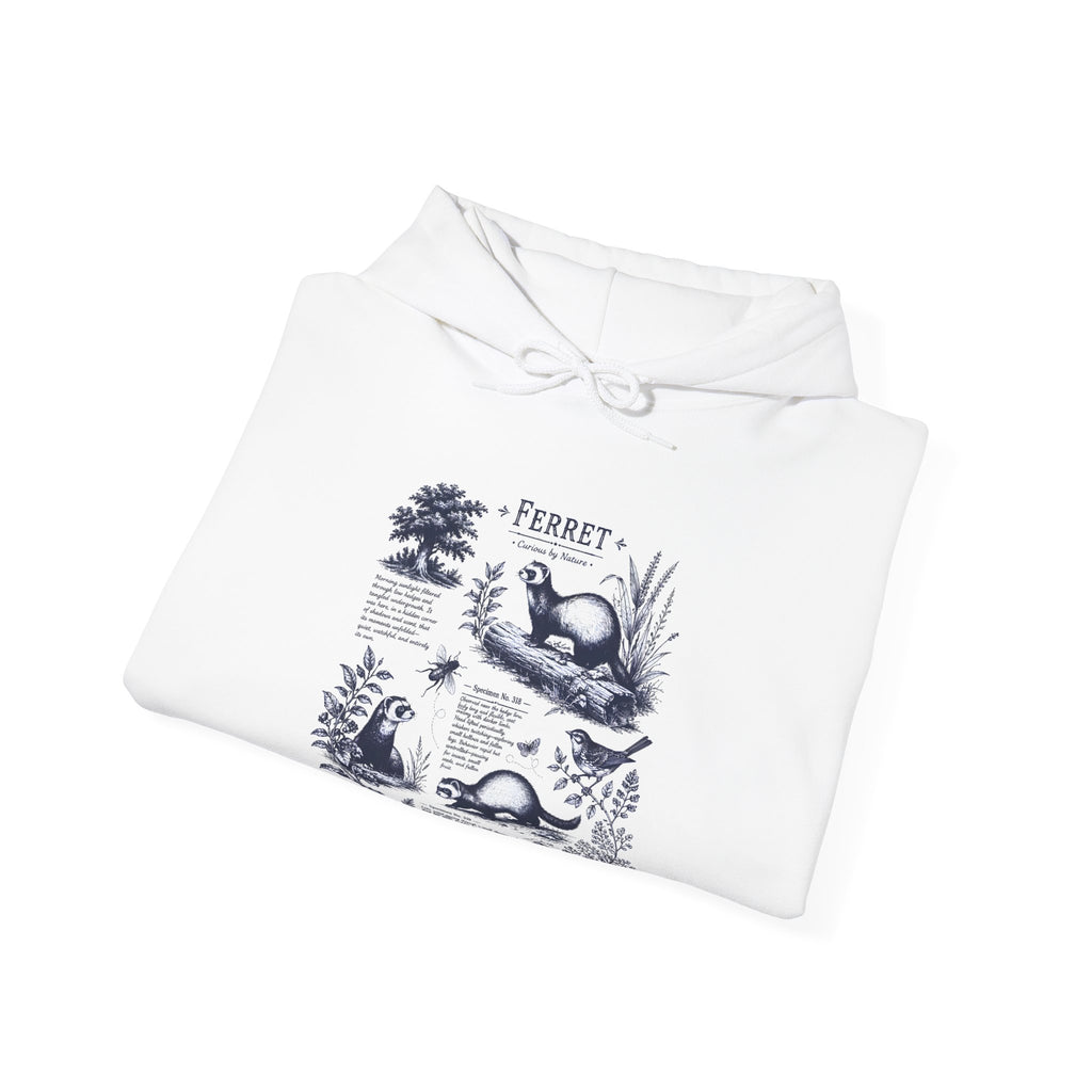 Ferret Vintage Illustration Hoodie — Retro Wildlife Graphic Sweatshirt