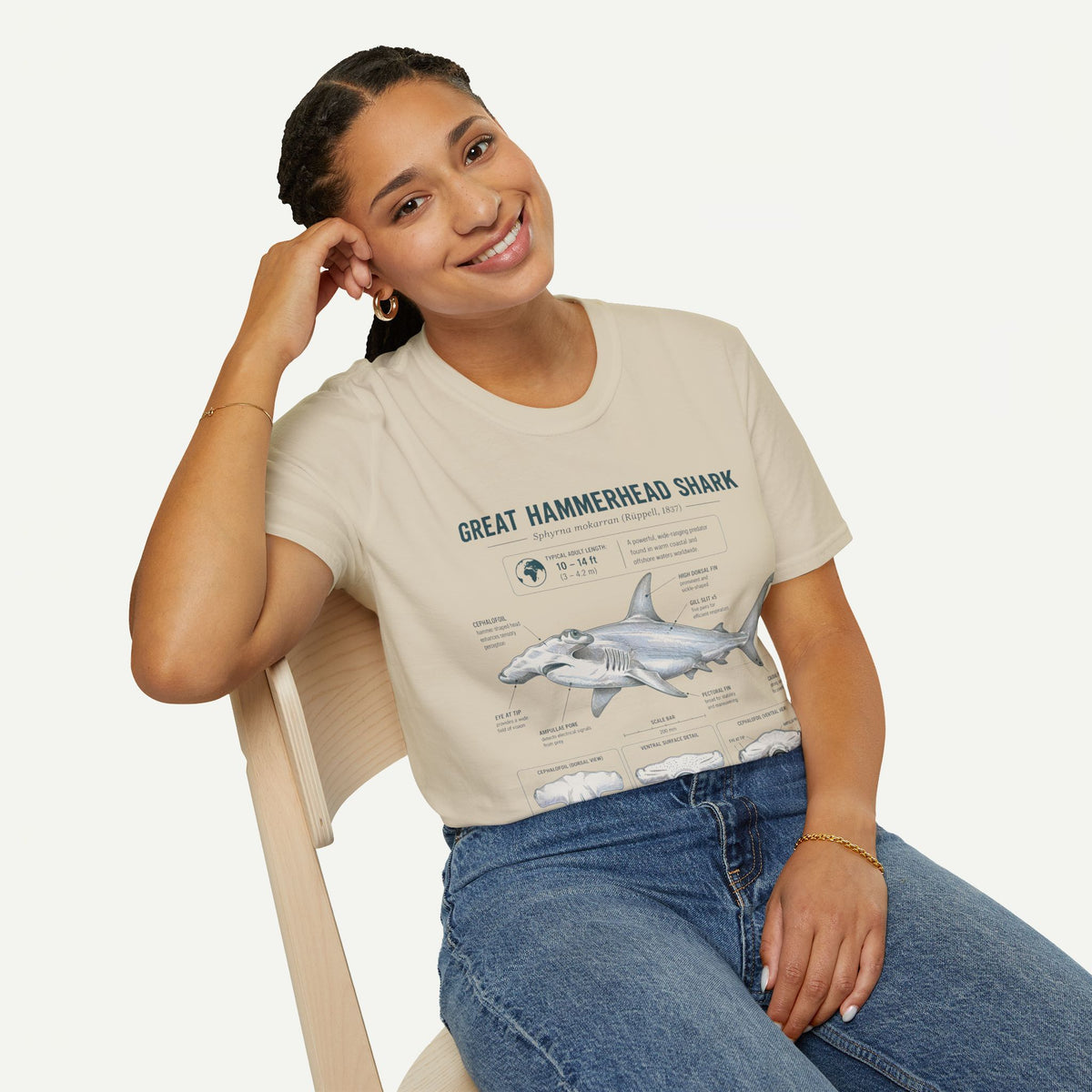 Hammerhead Shark Anatomy T-Shirt — Great Hammerhead Educational Tee