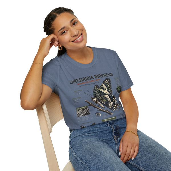 Moth Anatomy Tee — Chrysiridia Rhipheus Madagascar Sunset Moth Scientific Print