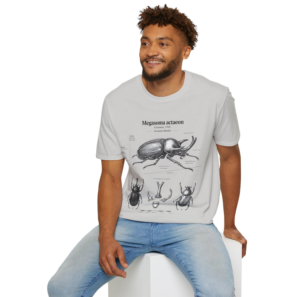 Beetle Anatomy T-Shirt — Megasoma actaeon Scientific Illustration Tee