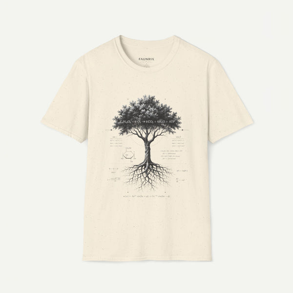 Tree of Life T‑Shirt — Botanical Graphic with Roots and Photosynthesis Diagram
