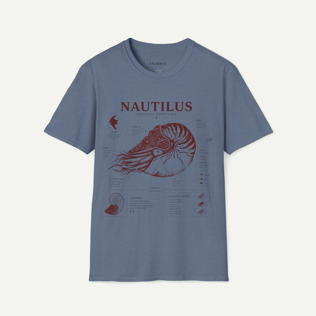 Nautilus Shell  Anatomy Graphic T-Shirt — Vintage Marine Biology Illustration