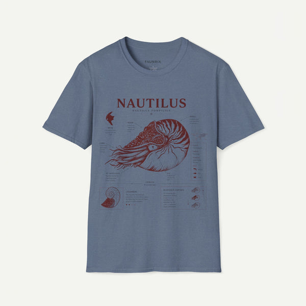 Nautilus Shell  Anatomy Graphic T-Shirt — Vintage Marine Biology Illustration