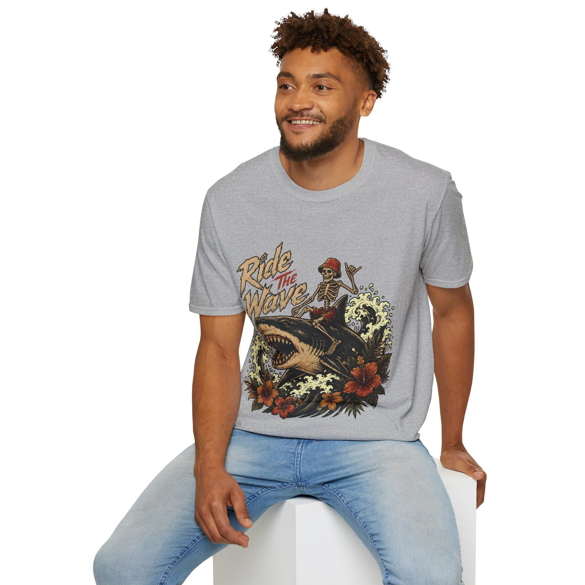 Ride The Wave Surf Skeleton T-Shirt — Vintage Beach Skull Tee