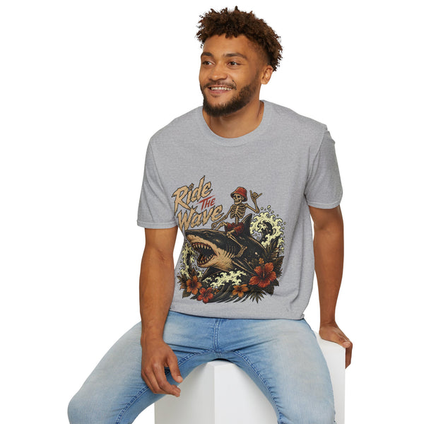 Ride The Wave Surf Skeleton T-Shirt — Vintage Beach Skull Tee