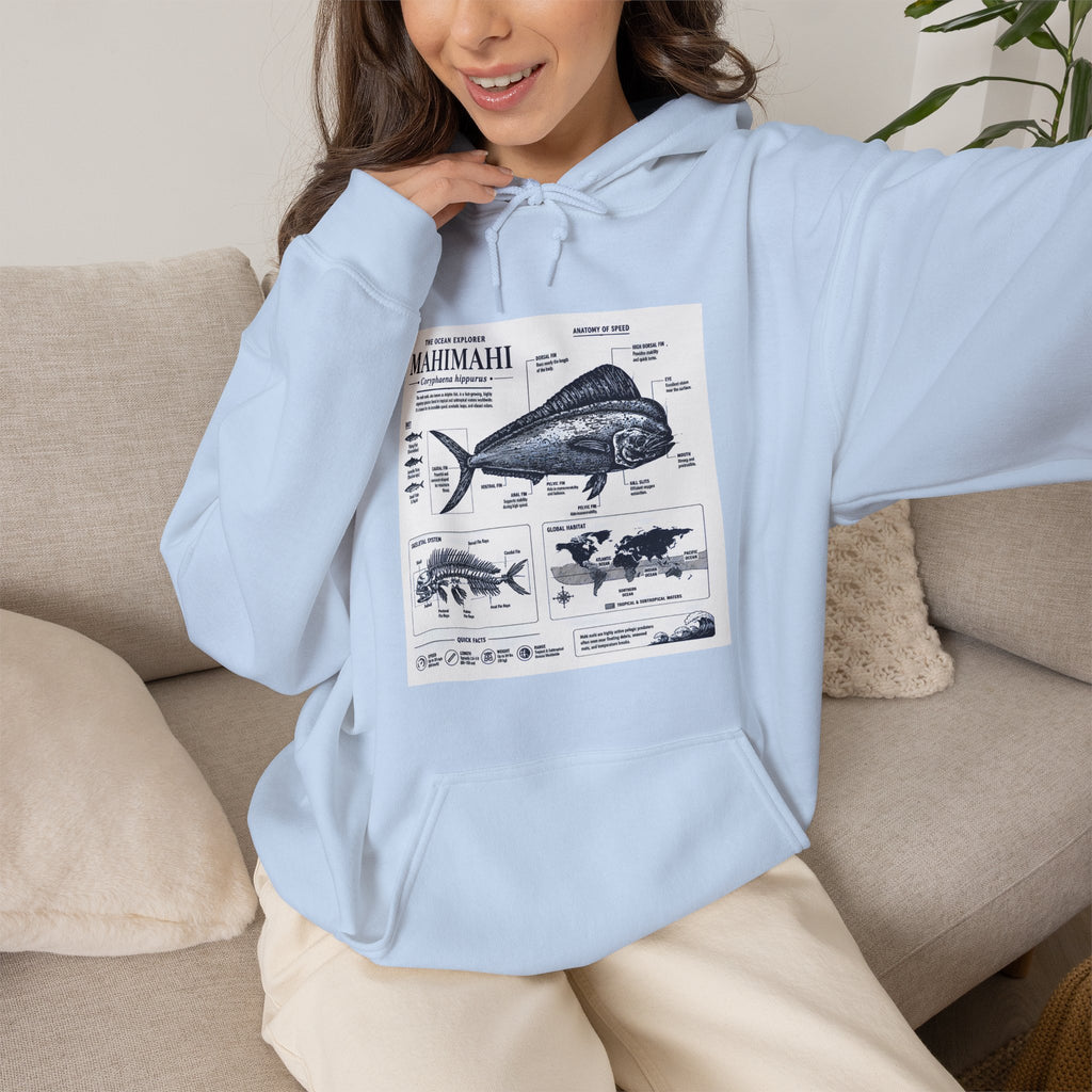Mahi Mahi Fish Anatomy Hoodie — Illustrated Marine Biology Pullover