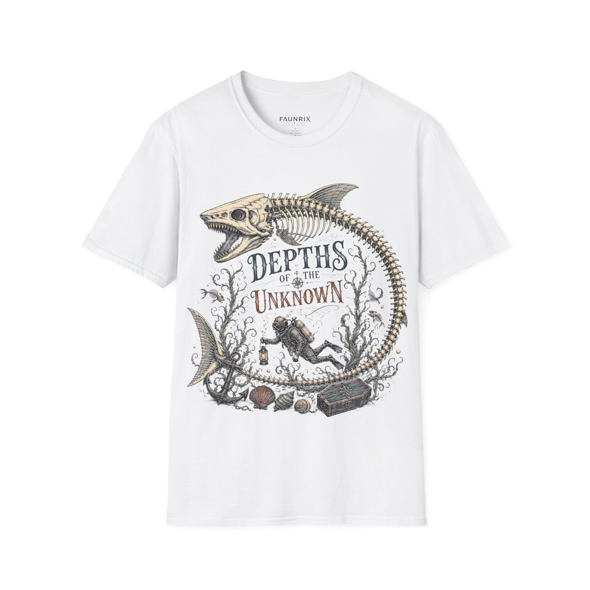 Depths of the Unknown Fish Skeleton T-Shirt