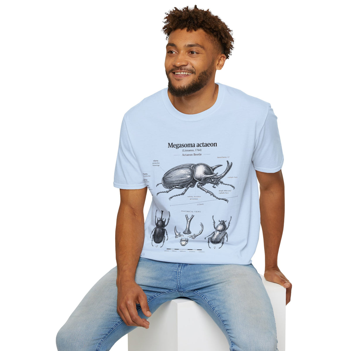 Beetle Anatomy T-Shirt — Megasoma actaeon Scientific Illustration Tee