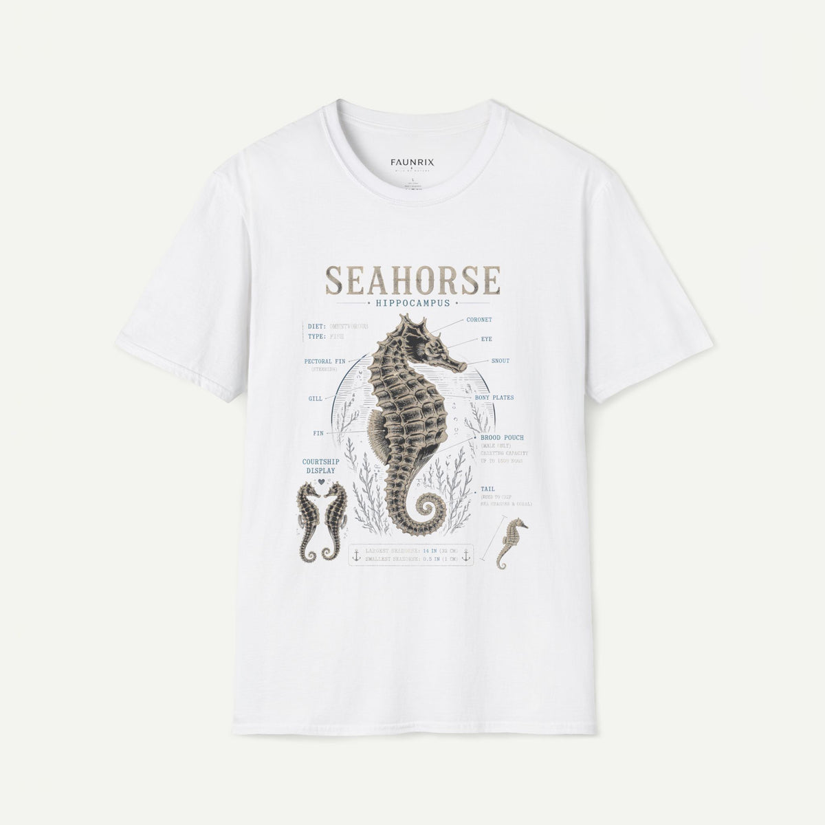 Seahorse Anatomy Tee — Vintage Marine Biology T-Shirt